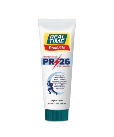 PR-26 by Real Time 3 fl oz Recovery Topical Lotion for Athletes - 26 Natural Ingredients Including Arnica Magnesium Oil Turmeric - Pre & Post Workout Muscle + Joint Rub for Athletic Lifestyle 3 Fl Oz Tube