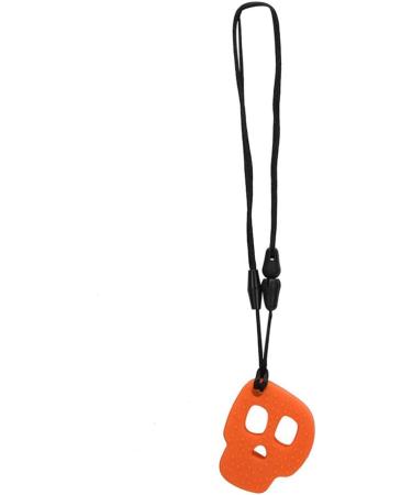 Silicone Sewing Ring for Teeth | Orange Skull Necklace - Safe Chewing Toy for Autism & Oral Motor Skills - Buy Online on GoSupps.com