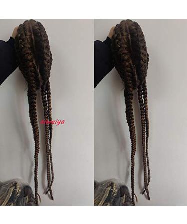 Xiweiya 81.3 cm Extra Long 100% Hand-Braided Brown Wig - 360 Top Swiss Front Cherry Double Dutch with Baby Hair for Women Perfect for 4 Braids - Buy Online on GoSupps.com