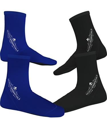 Nordic Essentials Beach Socks 2 Pairs 1 Year Warranty Black + Blue Small