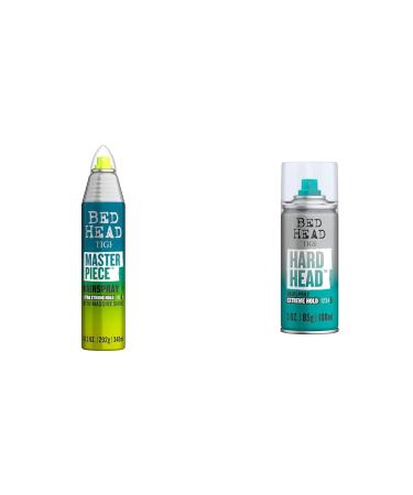 TIGI Bed Head Frizz Control Extra Hold 10.3 oz Hairspray and Hard Head Extra Strong Hold 3 oz Travel Hairspray