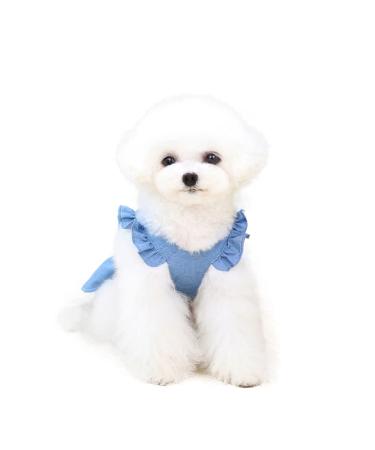 Barrageon dogs Kneid Sweet Princess Rock Clothing Puppy cat for little pet medium-sized summer clothing Bowknot Dog cat (light blue-l) Back length: 30 cm light blue