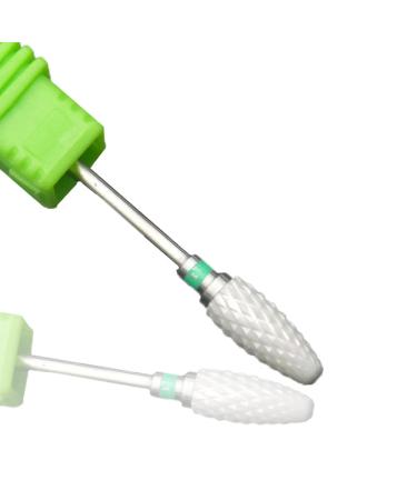 Green 2.35mm Shank Nail Drill Bits Set Cuticle Polishing Bits Corn Head Cylinder Shape Polishing Burrs Bit Fit Electric Drill Rotary Tool Accessory