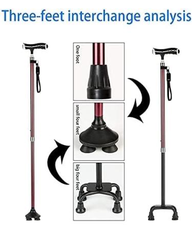Canes Walking Stick Illuminated Aluminum Four Sided Multi Purpose Adjustable Length Telescopic Used by The Star of Light - Buy Online on GoSupps.com