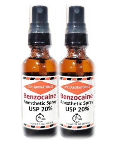 2x2oz Benzocaine Solution Numbing liquid Spray - Premium Topical Anesthetic Pain Relief Spray - Cuts/burns/scrapes/Insect Bites/ Waxing and Skin Numb to Stop Pain - Extra Strength - USA Made Clear
