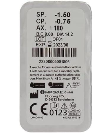Buy Lenscare Toric Monthly Lenses - 6 Pack | BC 8.6mm Dia 14.2mm -1.50D Cyl -0.75 | International Shipping - Buy Online on GoSupps.com