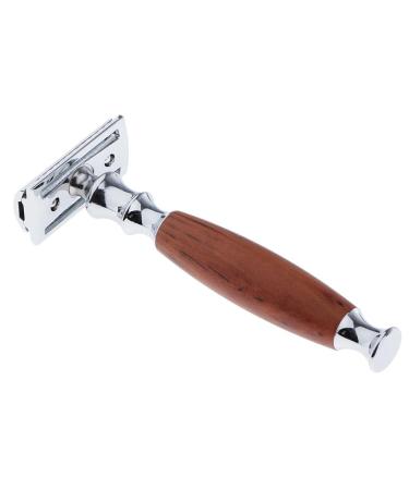 Razor with wooden handle double edge for mustache 12.5 x 4.5 x 2.5 cm brown Brown 12.5 x 4.5 x 2.5 cm