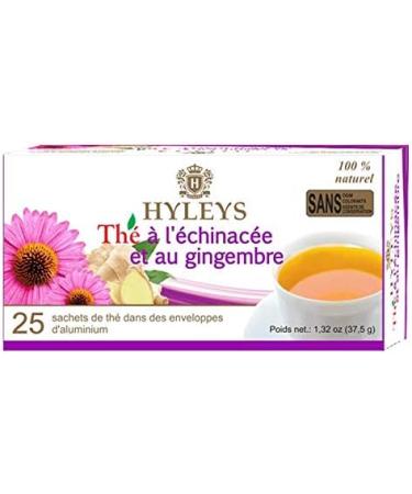 HYLEYS Tea Natural Echinacea & racine de gingembre Th vert - 25 sachets de th - (100 % naturel sans sucre sans gluten et sans OGM) Echinac e et racine de gingembre Th vert - Buy Online on GoSupps.com