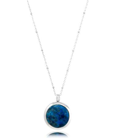 Buy PILL THING Round Pill Locket Necklace - Waterproof Med Box Jewelry Secure Holder for Medication Photo Keepsake - Silver & Lapis - 26" Chain - Buy Online on GoSupps.com
