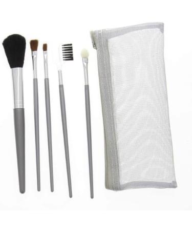 Premium Natural Hair Cosmetic Brush Set with Bag - Silver | Shop Internationally - Buy Online on GoSupps.com