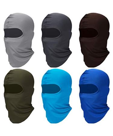 6 Pcs Face Balaclava Cover Winter Windproof Face Mask Full Face Cover Polyester Ice Silk Uv Protection for Outdoor Sports(Coffee, Dark Grey, Army Green, Royal Blue, Light Grey, Sky Blue, Ice Silk)