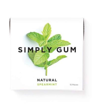 Simply Gum Natural Chewing Gum (Spearmint, 1 Pack) Spearmint 15 Count (Pack of 1)