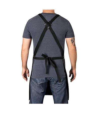 StyleCraft Heavy Weight Waterproof Barber-Salon Apron | Cross Back Strap & Pockets | Black - International Shipping Available - Buy Online on GoSupps.com