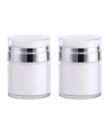 FRCOLOR 2pcs Press Cream Jar Lotion Jars with Lids Empty Lotion Jars Airless Lotion Bottle Plastic Lotion Pump Jar Pressure Pump Pp White