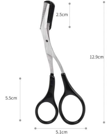 2 PCS Black Eyebrow Trimmer Scissor with Comb - Eye Shaping Cut Comb Scissors for Men and Women - Buy Online on GoSupps.com