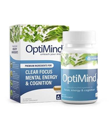 OptiMind Nootropics Brain Booster Supplement | Enhance Focus and Cognition, Improve Retention, Sustain Energy | Clinically Studied Ingredients, Bacopa, Tyrosine, Huperzine A, GABA - 1 Bottle (32 Ct) 32 Count (Pack of 1)