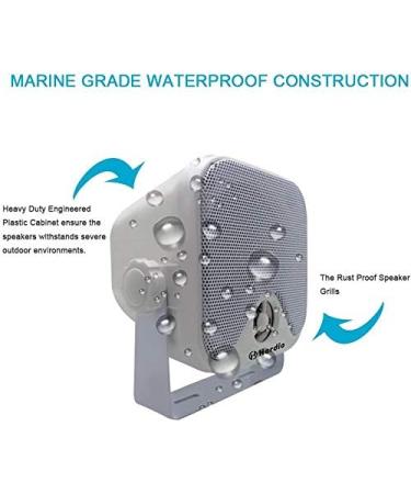 Herdio Marine Radio and Speakers Kit - Bluetooth MP3/USB AM/FM Radio for Boat ATV UTV SPA (White) - Buy Online on GoSupps.com