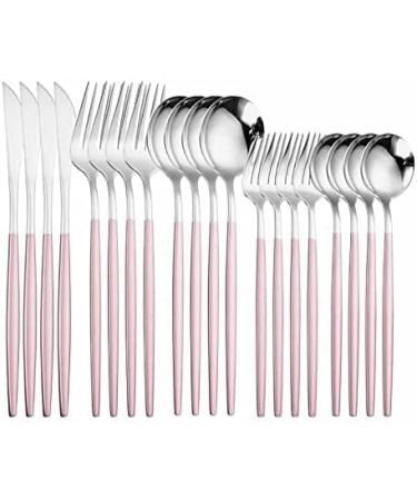 Silverware Set White Silver Cutlery Set Stainless Steel Dinnerware Set Forks Knives Spoons Set Fork Knife Black Silver Kitchen Tableware 20Pcs (Color : Black 20pcs) - Buy Online on GoSupps.com