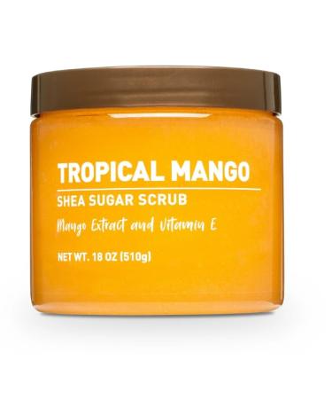 Exfoliating Shea Sugar Body Scrub with Tropical Mango Scent 18 oz Deep Cleansing & Moisturizing Natural Sugar Scrub for Smooth Radiant Skin
