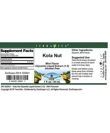 Kola Nut Glycerite Liquid Extract (1:5) - Mint Flavored (1 oz ZIN: 522641) - 3 Pack - Buy Online on GoSupps.com