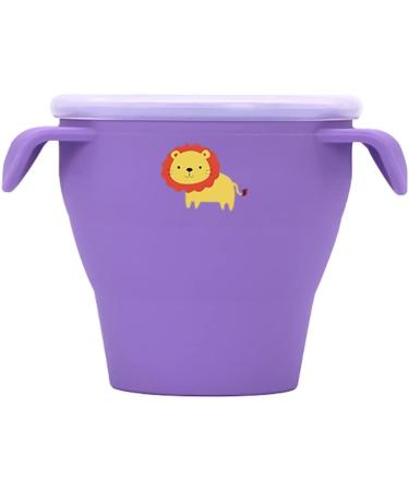 Collapsible Silicone Snack Cup for Kids 3+ | Spill-proof with Lid, Straw, & Strap | Perfect for On-the-Go Snacking | BPA-Free - Purple - Buy Online on GoSupps.com