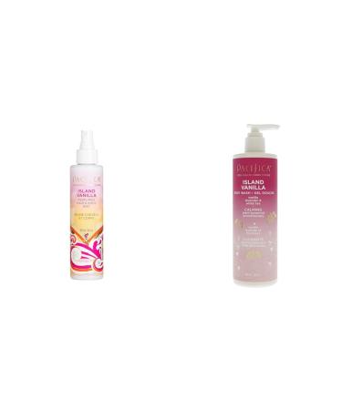 Pacifica Beauty Island Vanilla Hair Perfume & Body Spray & Beauty Island Vanilla Body Wash with Pump Aloe + Hyaluronic Acid Everyday Cleansing Bath & Shower Gel Essential Oils