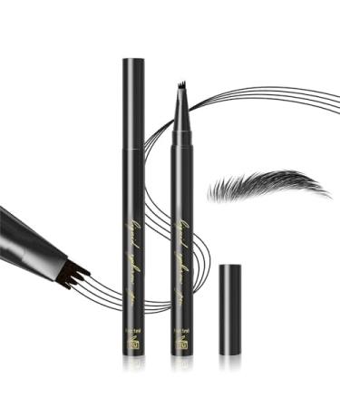 2pcs Eyebrow Pencil Microblading Pen With 4 Micro-Fork Tip Waterproof Eyebrow Long-Lasting Smudge-Proof Eyebrow Makeup Creates Natural Looking Brows Effortlessly Stays on All Day (Dark Grey)