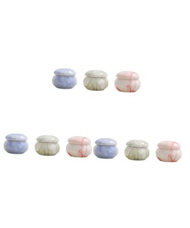 FOMIYES 9 Pcs Ceramic Airtight Jar Small Containers Girls Chapstick Body Balm Cosmetic Sample Travel Cream Pots Lip Balm for Women Empty Cosmetics Sub Jar Balm Cosmetics Container Ceramics 4.5x4.5cmx3pcs Assorted Colorx3...