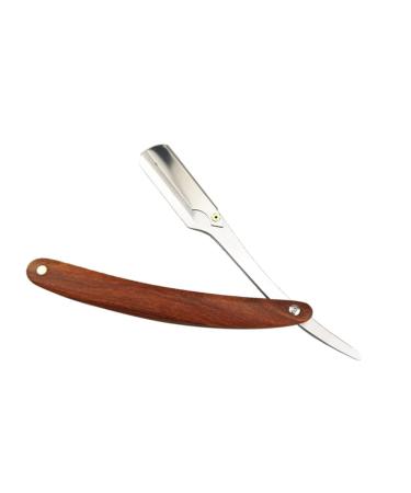 Frcolor razor blades Razor shaving vintage razor safe handwell mustache mustache razor -folding razor manual razor bamboo man wooden handle 1 pcs As shown