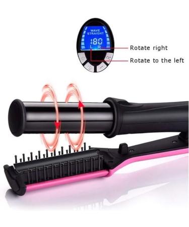 Professional 2-in-1 Hair Straightening & Curling Iron - No Damage Flat Irons for Short & Long Hair - Rotating Iron Curler in Black - Buy Online on GoSupps.com