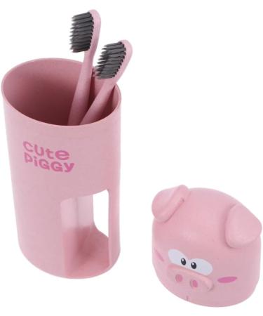 Zerodeko Cartoon Toothbrush Tumblers - Set of 2 Pink Bathroom Cups | Travel-Friendly Tooth Mugs (6.5x20.5 cm) - International Shipping Available - Buy Online on GoSupps.com