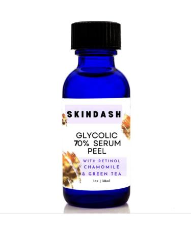 70% Glycolic Acid Serum Peel - with Retinol & Chamomile Green Tea ExtractS For Wrinkles Acne Scars Fine Lines Collagen Boost Anti -Aging Alpha Hydroxy Acid 1oz Bottle