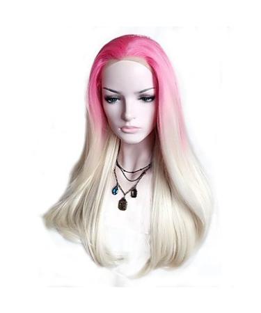 Buy Women s Synthetic Lace Front Wig - Medium Straight Pink Ombre Natural Costume Wig - International Shipping Available - Buy Online on GoSupps.com