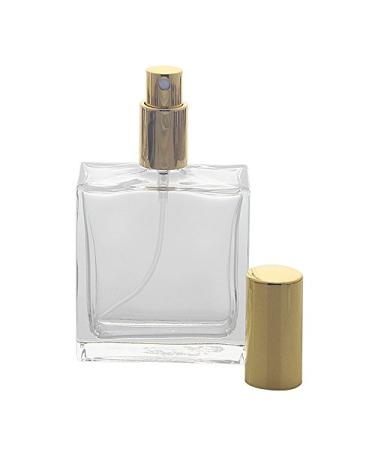 Kosmetex empty square glass bottle 100 ml with gold. Perfume atomizer gold