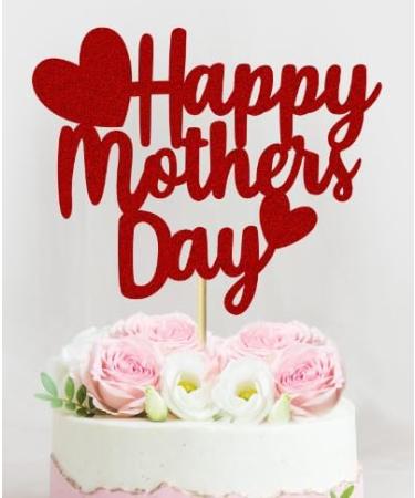 24 Pcs Mother's Day Cupcake Toppers Love Heart Glitter Happy Mother's Day Cupcake Inserts Cute Love Mum Cupcake Topper for Mother Day Birthday Party Woman's Day Decor (Red) - Buy Online on GoSupps.com