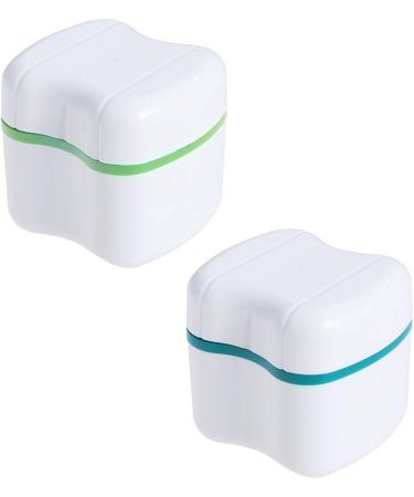 Faruta Prosthesis Suitcase for Dentures - 2-Piece Bath Box with Sieve & Basket Holder - Green & Blue - Travel & Cleaning Storage Solution - Buy Online on GoSupps.com