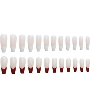 French Tip Press on Nails - Long Press On Nails with Nail Tips Red and white false nails Design Glossy Naked Pink press on nails Acrylic False Nails Cute Artificial Nails - Buy Online on GoSupps.com