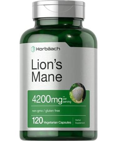 Lions Mane Mushroom Extract 4200mg | 120 Vegetarian Capsules Non-GMO Gluten Free by Horbaach - Buy Online on GoSupps.com