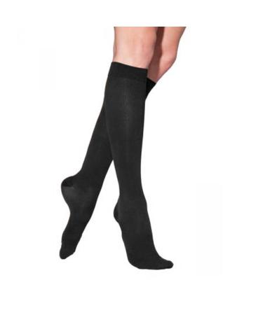 SIGVARIS COTTON 230 Women's Closed Toe Grip Top Calf Compression Socks 30-40mmHg Black Small Long