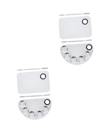 POPETPOP 4 Sets Stainless Steel Makeup Metal Spatula Makeup Spatula Nail Color Display Plate Makeup Enthusiast Tools Creme Makeup Make up Kit Watercolor Paint Palettes Makeup Tools Manicure