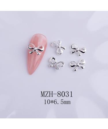 10pcs Nail Art Ribbon Bow Studs Silver Golden Metal 3D Butterfly Charms Nail Decoration Manicure DIY Design Accessories (8031) - Buy Online on GoSupps.com
