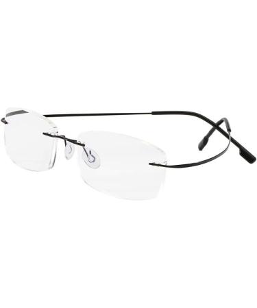 Super Light Rimless Titanium Reading Glasses for Men & Women - Stylish Black & Silver +1.50 - Buy Online on GoSupps.com