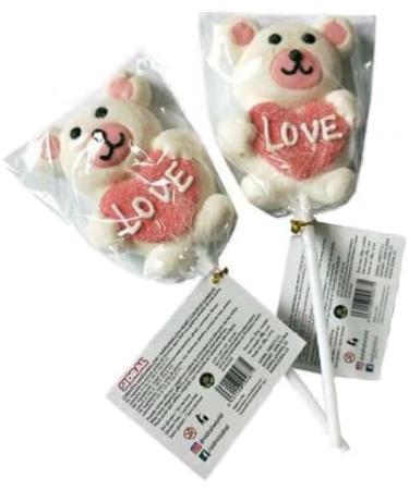SIDRAL Pack of 16 Strawberry Marshmallow Bear Lollipops (30g) - Valentine's Day Lollipops Gluten-Free Treat Kit - Valentine's Day Sweets Gifts for Couples - Buy Online on GoSupps.com