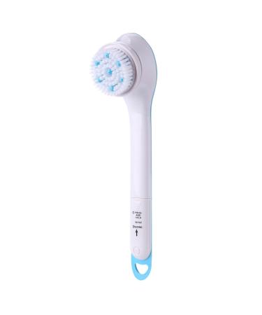 qiutian712 Electric Shower Brush Waterproof Long Handle Rotating Bath and Body Brushes Exfoliating SPA Massage Scrubber with 5 Replacement Brush Heads (White)