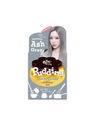 eZn Taeyeon Pudding Hair Dye Ammonia Free Semi-Permanent Self Hair Dye DIY Kit included contain Keratin Made in Korea Beauty (Ash Gray)