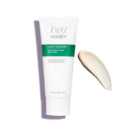 Hey Honey Skincare Love Your Body Shea Butter & Honey Body Lotion | All Over Body Moisturizing For Dry Skin Softens & Replenishes While Providing A Natural Glow & Skin Elasticity | 6.8 Oz.