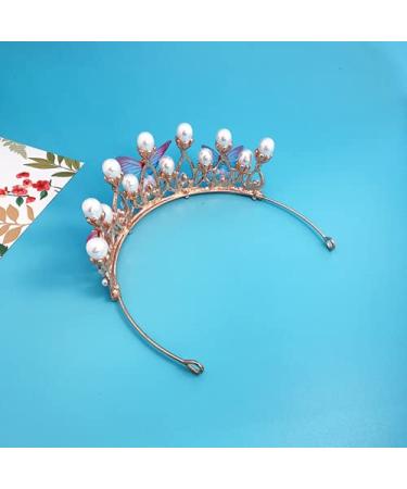 YOVECATHOU Girls Tiara Butterfly Princess Crown - Gold Pearl Rhinestone Headband for Halloween, Wedding, Birthday Party - Cosplay Costume Accessory - Buy Online on GoSupps.com
