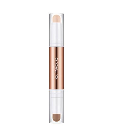 jojomis Highlighters Stick Double-Head Makeup Concealer Contouring Cream Set Face Highlighters Sticks - Lotus + Dark Brown