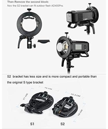 Godox S2 Speedlite Bracket - Bowens Mount Holder for V1, AD200Pro, AD400Pro - Sturdy and Versatile Flash Strobe Mount - Buy Online on GoSupps.com
