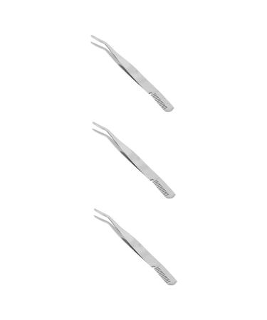 Doitool 3st eyelash sink lashes tweezers clip for eyelash extension eyebrow clip make-up tweezers eyebrow tweezers made of stainless steel cosmetics beauty tools mediumx3pcs silverx3stk